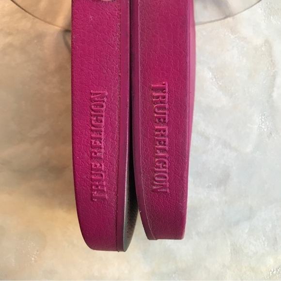 True religion fuschia pink and clear strap slides size 8 - Picture 7 of 11